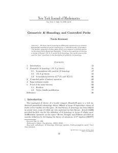 Geometric -Homology and Controlled Paths New York Journal of Mathematics Navin Keswani