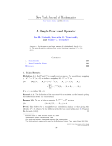 New York Journal of Mathematics A Simple Functional Operator Ice B. Risteski