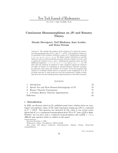 Continuous Homomorphisms on and Ramsey Theory New York Journal of Mathematics