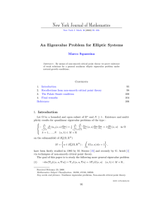 New York Journal of Mathematics An Eigenvalue Problem for Elliptic Systems
