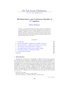New York Journal of Mathematics KK-Equivalence and Continuous Bundles of -Algebras C
