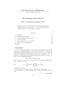 New York Journal of Mathematics Zero Divisors and ( L