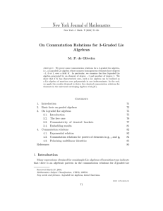 New York Journal of Mathematics On Commutation Relations for 3-Graded Lie Algebras