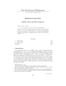 New York Journal of Mathematics Reduced Cowen Sets Ra´ ul E. Curto