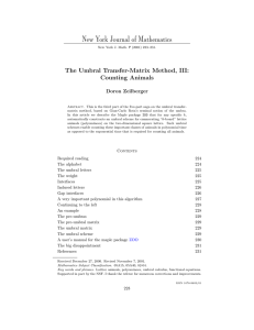 New York Journal of Mathematics The Umbral Transfer-Matrix Method, III: Counting Animals