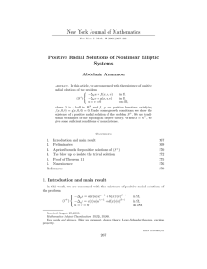 New York Journal of Mathematics Positive Radial Solutions of Nonlinear Elliptic Systems