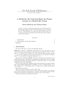 New York Journal of Mathematics Actions of a Hyperbolic Group David Meintrup