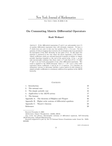 New York Journal of Mathematics On Commuting Matrix Diﬀerential Operators Rudi Weikard