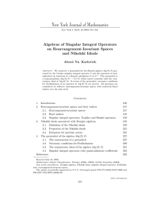 New York Journal of Mathematics Algebras of Singular Integral Operators