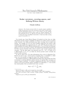 New York Journal of Mathematics Scalar curvature, covering spaces, and Seiberg-Witten theory