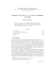 New York Journal of Mathematics L ≤ p &lt; as kernels