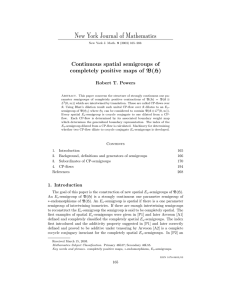 New York Journal of Mathematics Continuous spatial semigroups of B(H)