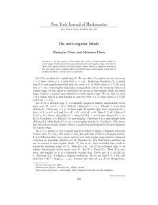 New York Journal of Mathematics On unit-regular ideals Huanyin Chen