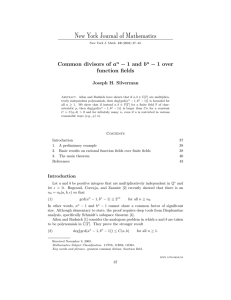 New York Journal of Mathematics a function ﬁelds −