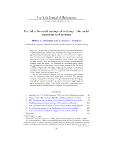 New York Journal of Mathematics Partial diﬀerential analogs of ordinary diﬀerential