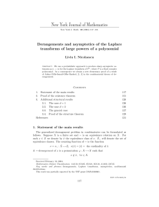 New York Journal of Mathematics Derangements and asymptotics of the Laplace