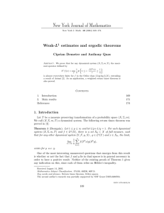 New York Journal of Mathematics Weak- estimates and ergodic theorems L