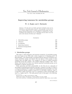 New York Journal of Mathematics Improving tameness for metabelian groups