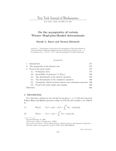 New York Journal of Mathematics On the asymptotics of certain Wiener–Hopf-plus-Hankel determinants