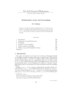 New York Journal of Mathematics Rademacher series and decoupling N.J. Kalton