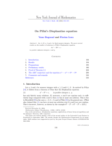 New York Journal of Mathematics On Pillai’s Diophantine equation Yann Bugeaud Florian Luca