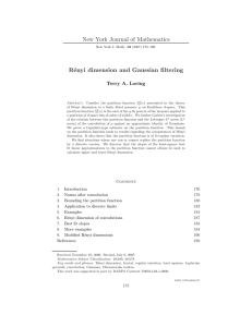 New York Journal of Mathematics R´ enyi dimension and Gaussian filtering