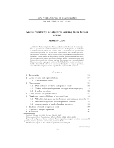 New York Journal of Mathematics Arens-regularity of algebras arising from tensor norms