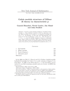 New York Journal of Mathematics Galois module structure of Milnor K Ganesh Bhandari