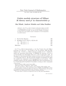 New York Journal of Mathematics Galois module structure of Milnor p K