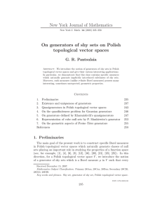 New York Journal of Mathematics topological vector spaces G. R. Pantsulaia