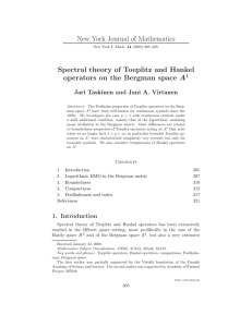 New York Journal of Mathematics Spectral theory of Toeplitz and Hankel A