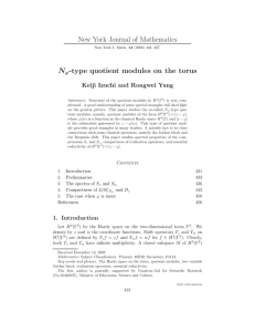 New York Journal of Mathematics N -type quotient modules on the torus
