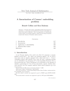 New York Journal of Mathematics A linearization of Connes’ embedding problem Benoˆıt Collins