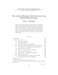 New York Journal of Mathematics The relative Riemann–Roch theorem from Hochschild homology
