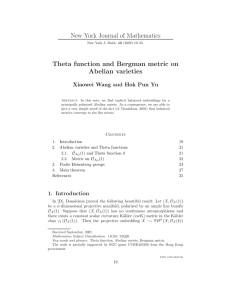 New York Journal of Mathematics Theta function and Bergman metric on