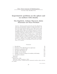 New York Journal of Mathematics Isoperimetric problems on the sphere and