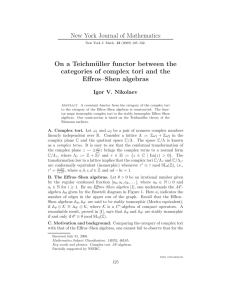 New York Journal of Mathematics On a Teichm¨ uller functor between the