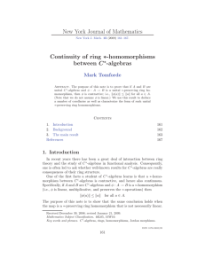 New York Journal of Mathematics Continuity of ring between -algebras