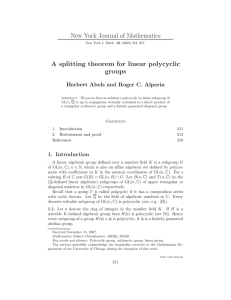 New York Journal of Mathematics A splitting theorem for linear polycyclic groups