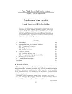 New York Journal of Mathematics Semisimple ring spectra Mark Hovey Keir Lockridge