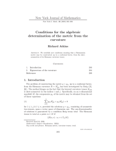 New York Journal of Mathematics Conditions for the algebraic curvature