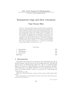 New York Journal of Mathematics Transparent rings and their extensions