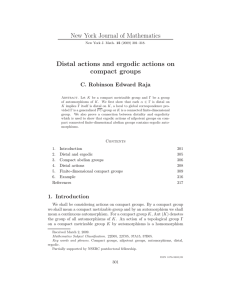 New York Journal of Mathematics Distal actions and ergodic actions on