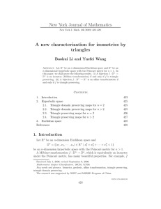 New York Journal of Mathematics A new characterization for isometries by triangles