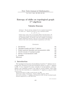 New York Journal of Mathematics Entropy of shifts on topological graph -algebras C