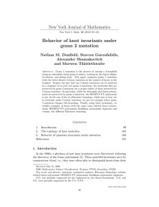 New York Journal of Mathematics Behavior of knot invariants under