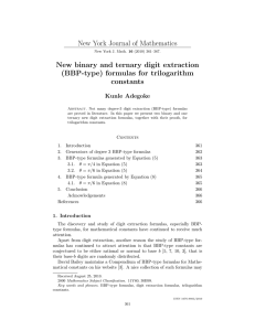 New York Journal of Mathematics New binary and ternary digit extraction