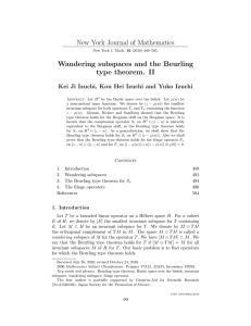 New York Journal of Mathematics Wandering subspaces and the Beurling