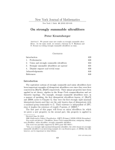 New York Journal of Mathematics On strongly summable ultrafilters Peter Krautzberger