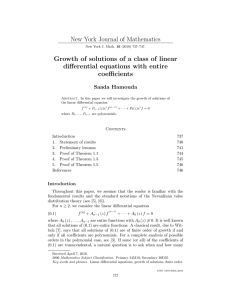 New York Journal of Mathematics differential equations with entire